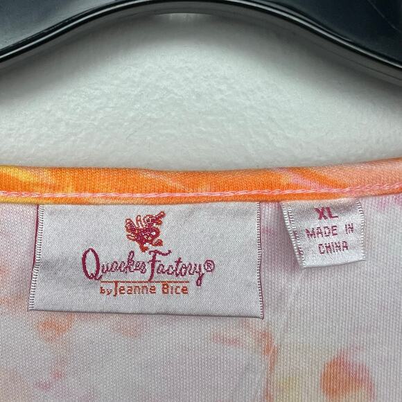 NEW Quacker Factory Women's Floral Rhinestone Tunic Top Size XL Pink Orange Boho - Picture 5 of 8